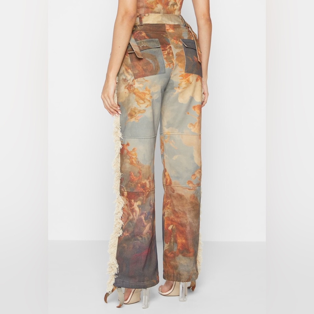 Manière De Voir Art Corset Top & Mid Rise Art Cargo Pants With Tassels Set - Picture 8 of 11